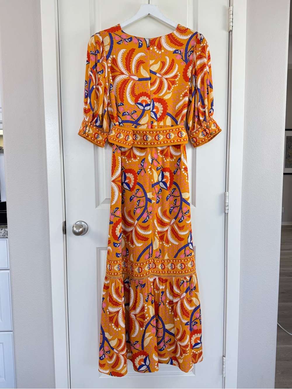 Farm Rio Yellow Palms Party Belted Dress Vibrant Colorful Resort Size Large - Picture 3 of 16